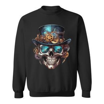 Steampunk Totenkopf Hut Zylinder Mechanik Zahnrad Cyborg Sweatshirt - Geschenkecke