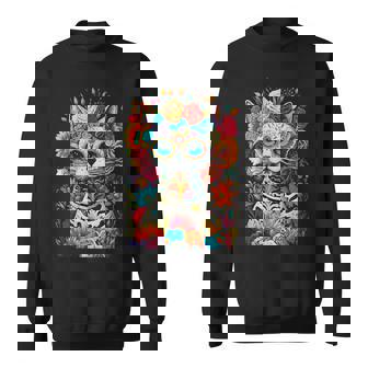 Sugar Skull Cat De Los Muertos La Catrina Day Of The Dead Sweatshirt | Mazezy