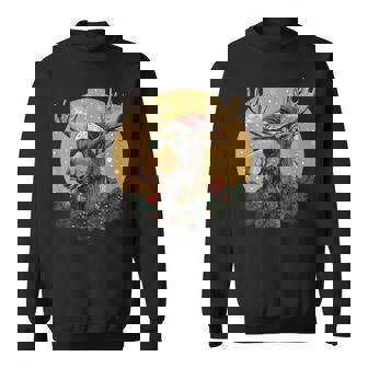 Sunglasses Christmas Moose Bringing The Holiday Vibes Sweatshirt - Thegiftio UK