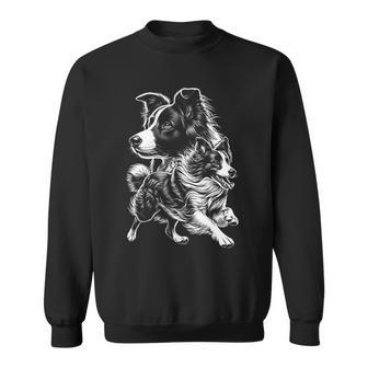 Super Cute Border Collie Cool Portrait On Chest Sweatshirt - Geschenkecke