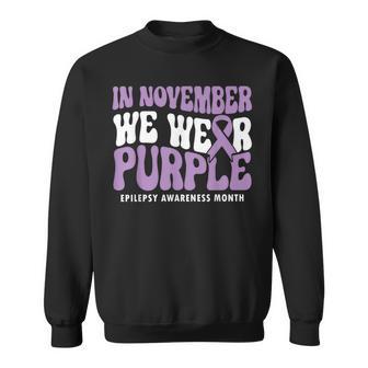 Support Squad Epilepsy Awareness In November We Wear Purple Sweatshirt - Thegiftio UK