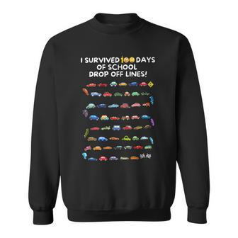I Survived 100 Days Of School Drop Off Lines 100 Days Sweatshirt - Monsterry UK