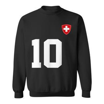 Switzerland 10 Sport Enthusiast Swiss Flag Suisse Fan Jersey Sweatshirt - Seseable