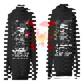 Teacher Squad Reindeer Teacher Christmas Plaid Leopard Sweatshirt - Monsterry