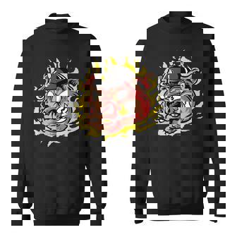 Tête De Cochon Et Flammes Biker Mad Sweater e - Cadeauxyz