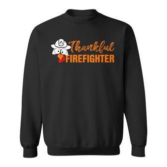 Thankful Firefighter Turkey Face Thanksgiving Sweatshirt - Monsterry