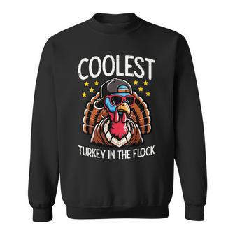 Thanksgiving Coolest Turkey In Flock Turkey Boys Kid Toddler Sweatshirt - Thegiftio UK