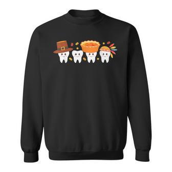 Thanksgiving Dental Tooth Characters Dentist Cute Turkey Sweatshirt - Thegiftio UK