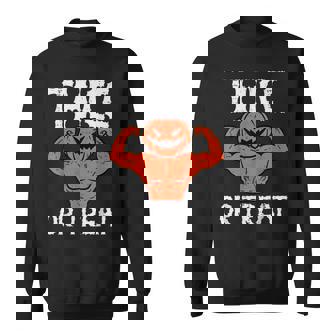 Thicc Or Treat Pumpkin Gym Weightlifting Workout Fitness Men Sweatshirt - Monsterry