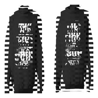 Thick Thighs Spooky Vibes Halloween Pumpkin Ghost Graphic Sweatshirt - Monsterry