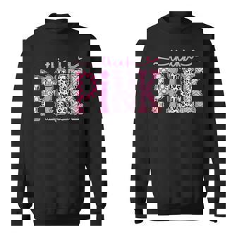 Think Pink Breast Cancer Supporting Awareness Pink Ribbon Sweatshirt - Monsterry