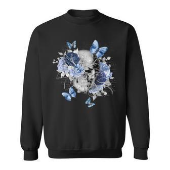 Totenkopf Und Schmetterlinge Mit Blumenschädel Und Schmetterlingen Sweatshirt - Geschenkecke