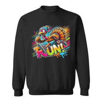 Turkey Costume Adult Or Running Face Turkey Trot Sweatshirt - Monsterry