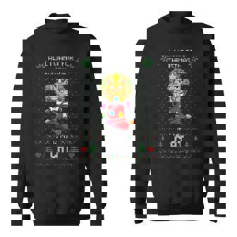 Ugly Christmas Sweater Cat Ugly Sweater Christmas Lights Cat Sweatshirt | Seseable UK