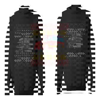 Ugly Christmas Sweater Firetruck Firefighter Fire Fighter Sweatshirt | Seseable UK