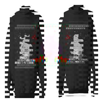 Ugly Christmas Sweater Hippo Lovers Xmas Holiday Sweatshirt - Seseable