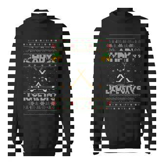 Ugly Xmas Sweater Happy Hockeydays Ice Hockey Christmas Sweatshirt - Thegiftio UK