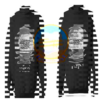 USS Kitty Hawk CV-63 Logo American Flag Aircraft Carrier Sweatshirt - Monsterry