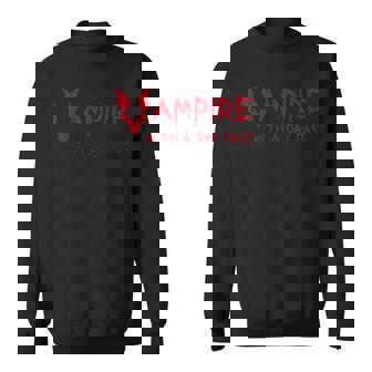 Vampire With A Day Pass Horror Halloween Vampire Bat Sweatshirt - Thegiftio UK