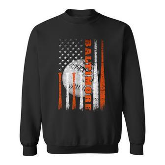 Vintage Baltimore Maryland American Flag Baseball Weathered Sweatshirt - Thegiftio UK