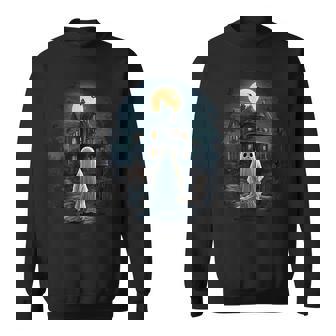Vintage Haunted House Midnight Spooky Ghost Scary Halloween Sweatshirt - Monsterry