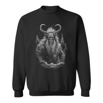 Vintage Krampus Creepy Christmas Black And White Graphic Sweatshirt - Monsterry