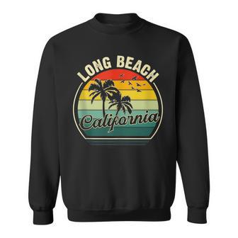Vintage Long Beach California Summer Vacation Sunset Palm Sweatshirt - Monsterry