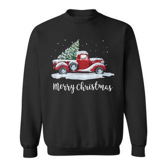 Vintage Merry Christmas Red Truck Old Fashioned Christmas Sweatshirt - Thegiftio UK
