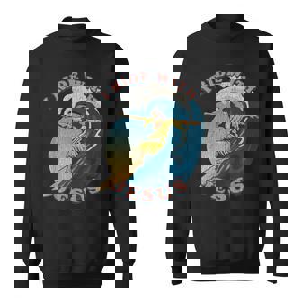 Vintage I Ride With Jesus Surfing Jesus Sweatshirt - Thegiftio