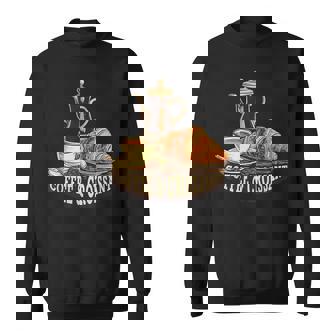 Vintage Style Coffee And Croissant Morning Person Sweatshirt - Monsterry