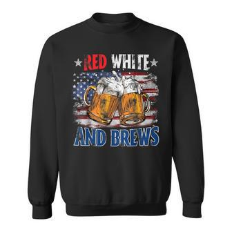 Vintage Usa Beer Drinking Fourth Of July Red White And Brew Sweatshirt - Monsterry