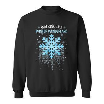 Walking In A Winter Wonderland Snowflake Christmas Pajamas Sweatshirt - Thegiftio UK