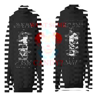 Want Some Candy Scary Evil Clown Halloween Costume Sweatshirt - Thegiftio UK