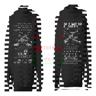 All I Want For Christmas Is Pew Ugly Christmas Sweater Sweatshirt | Mazezy