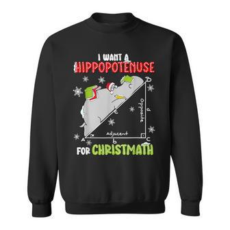 I Want A Hippopotenuse For Christmas Math Lover Hippopotamus Sweatshirt - Thegiftio UK