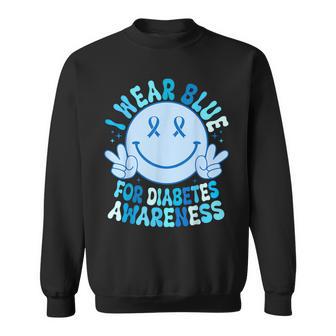 I Wear Blue For Diabetes Awareness Month Smile Face Diabetic Sweatshirt - Thegiftio UK