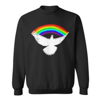 Weiße Friedenstaube Mit Regenbogen Sweatshirt - Geschenkecke