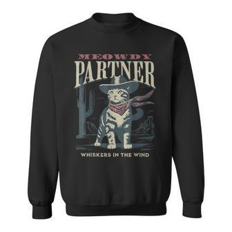 Western Cat Meowdy Partner Cowboy Cat Vintage Cat Dad Sweatshirt - Thegiftio UK