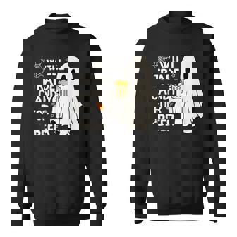 Will Trade Candy For Beer Happy Halloween Ghost Outfit Sweatshirt - Thegiftio UK