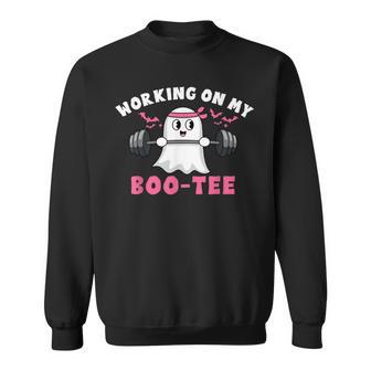 Working On My Boo Halloween Dead Lift Ghost Gym Sweatshirt - Monsterry
