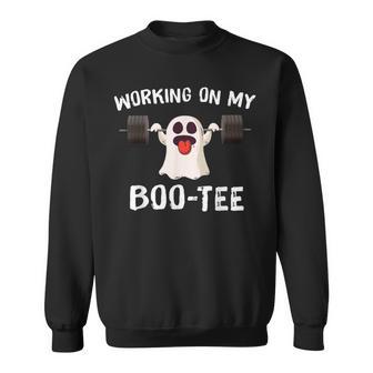 Working On My Boo Halloween Dead Lift Ghost Gym Weights Sweatshirt - Monsterry