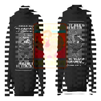 They Are Eating The Turkeys Tnaksgiving Trump Humor Kamala Sweatshirt - Monsterry