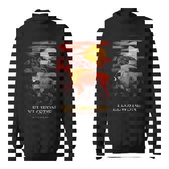 Yellowstone National Park Sun Bison Graphic Sweatshirt - Thegiftio