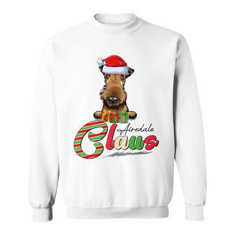 Airedale Claus Dog Lovers Santa Hat Ugly Christmas Sweater Sweatshirt | Seseable UK
