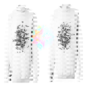 On Back Traveler Compass Dream Explore Discover Adventure Sweatshirt - Seseable