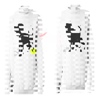 Beagle Puppy Dog Silhouette Plays Fetch Yellow Tennis Ball Sweatshirt - Monsterry