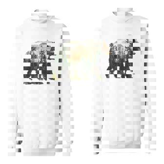 Bear Forest Mountains Trees Nature Sunset Outdoor Graphic Sweatshirt | Seseable UK