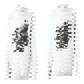 Bear Man Punching Bear Retro Vintage Hunting Camping Sweatshirt - Thegiftio UK