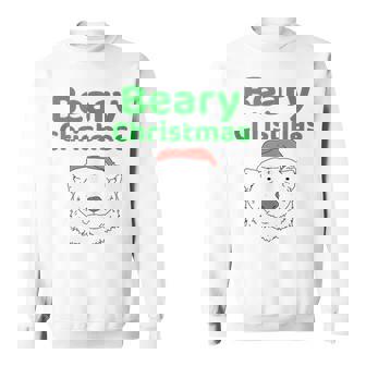 BEARY CHRISTMAS Pun Polar Bear In Santa Hat Tank Top Sweatshirt - Monsterry