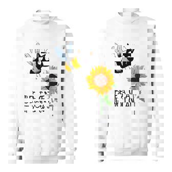 Bee A Cat If You Can Bee Cat And Sunflower Sweatshirt - Monsterry